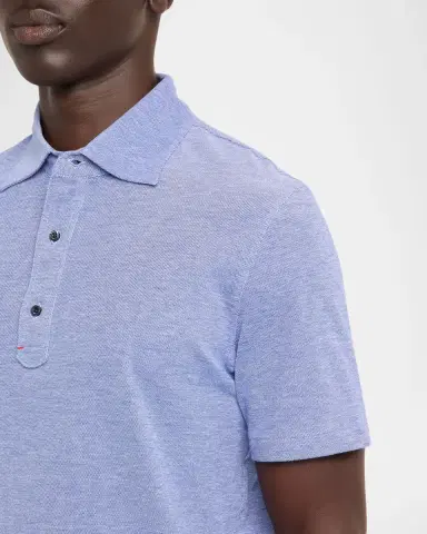 Isaia Men's Washed Cotton Piquet Polo Shirt | Thumbnail 5 Isaia Men's Washed Cotton Piquet Polo Shirt | Thumbnail 5