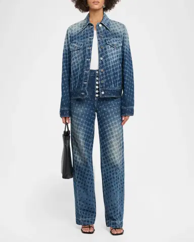CHRISTOPHER JOHN ROGERS Halftone Wiggle Dot Denim Jacket | Thumbnail 2 CHRISTOPHER JOHN ROGERS Halftone Wiggle Dot Denim Jacket | Thumbnail 2