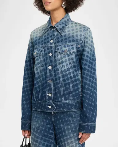 CHRISTOPHER JOHN ROGERS Halftone Wiggle Dot Denim Jacket | Thumbnail 4 CHRISTOPHER JOHN ROGERS Halftone Wiggle Dot Denim Jacket | Thumbnail 4