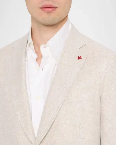 Isaia Men's Linen-Wool Textured Sport Coat | Thumbnail 5 Isaia Men's Linen-Wool Textured Sport Coat | Thumbnail 5