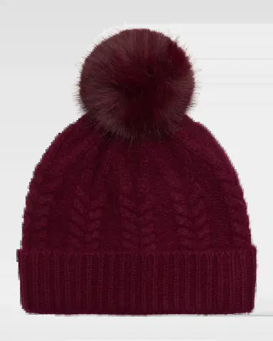 Sofia Cashmere Faux Fur Pom Cashmere Beanie | Thumbnail 2 Sofia Cashmere Faux Fur Pom Cashmere Beanie | Thumbnail 2