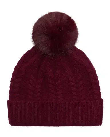 Sofia Cashmere Faux Fur Pom Cashmere Beanie | Thumbnail 1 Sofia Cashmere Faux Fur Pom Cashmere Beanie | Thumbnail 1