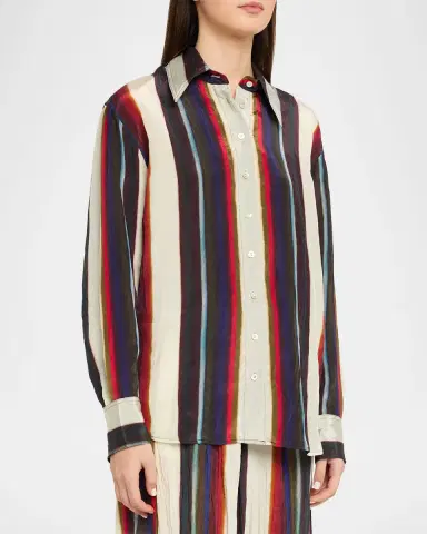 CHRISTOPHER JOHN ROGERS Morris Striped Satin Button-Down Shirt | Thumbnail 4 CHRISTOPHER JOHN ROGERS Morris Striped Satin Button-Down Shirt | Thumbnail 4