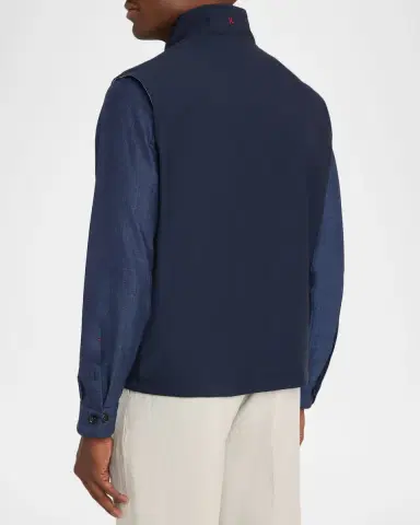 Isaia Men 's Zipped Reversible Vest | Thumbnail 3 Isaia Men 's Zipped Reversible Vest | Thumbnail 3