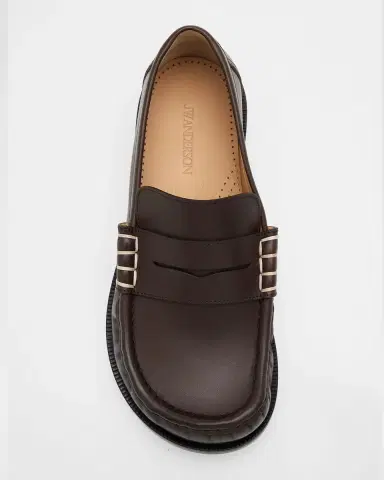 JW Anderson Men 's Leather Moccasin-Toe Penny Loafers | Thumbnail 4 JW Anderson Men 's Leather Moccasin-Toe Penny Loafers | Thumbnail 4