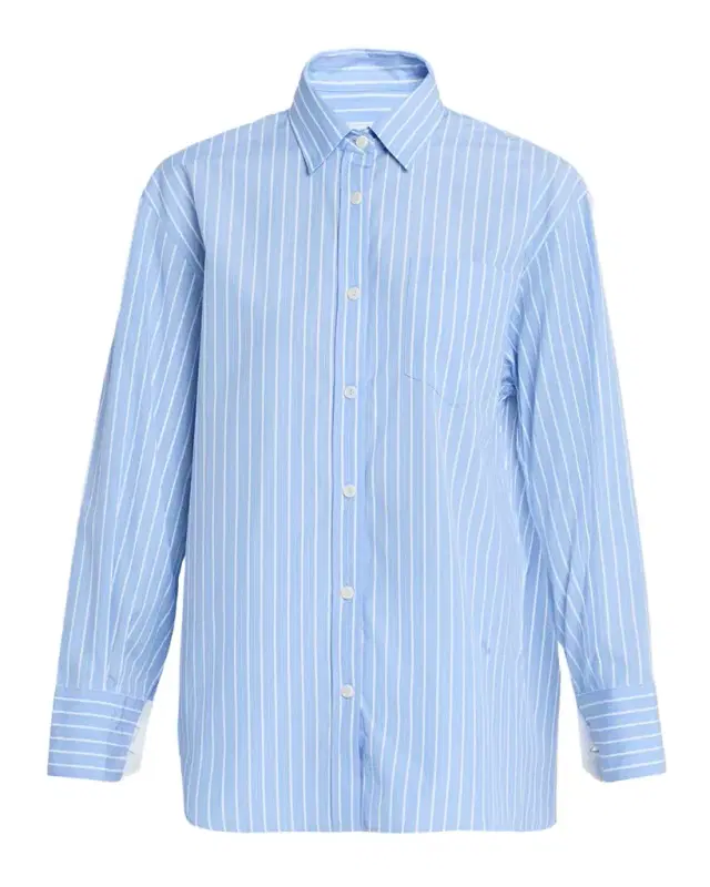 Striped Cotton Button-Down Tunic Shirt Striped Cotton Button-Down Tunic Shirt