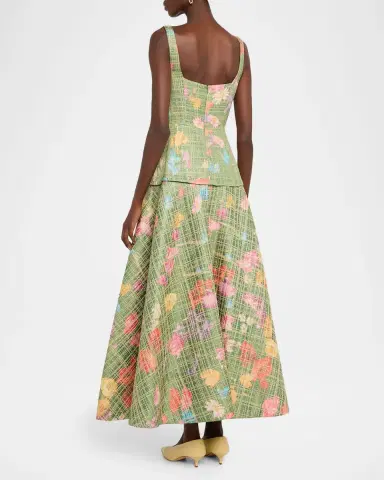 Lela Rose Floral Raffia Drop-Waist Sleeveless Ankle Dress | Thumbnail 3 Lela Rose Floral Raffia Drop-Waist Sleeveless Ankle Dress | Thumbnail 3