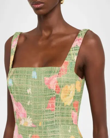 Lela Rose Floral Raffia Drop-Waist Sleeveless Ankle Dress | Thumbnail 5 Lela Rose Floral Raffia Drop-Waist Sleeveless Ankle Dress | Thumbnail 5