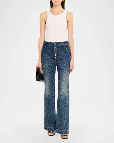 CHRISTOPHER JOHN ROGERS Halftone Wiggle Dot Button-Front Wide-Leg Jeans | Thumbnail 2 CHRISTOPHER JOHN ROGERS Halftone Wiggle Dot Button-Front Wide-Leg Jeans | Thumbnail 2