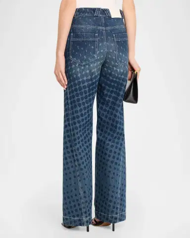 CHRISTOPHER JOHN ROGERS Halftone Wiggle Dot Button-Front Wide-Leg Jeans | Thumbnail 3 CHRISTOPHER JOHN ROGERS Halftone Wiggle Dot Button-Front Wide-Leg Jeans | Thumbnail 3