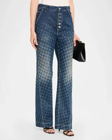 CHRISTOPHER JOHN ROGERS Halftone Wiggle Dot Button-Front Wide-Leg Jeans | Thumbnail 4 CHRISTOPHER JOHN ROGERS Halftone Wiggle Dot Button-Front Wide-Leg Jeans | Thumbnail 4