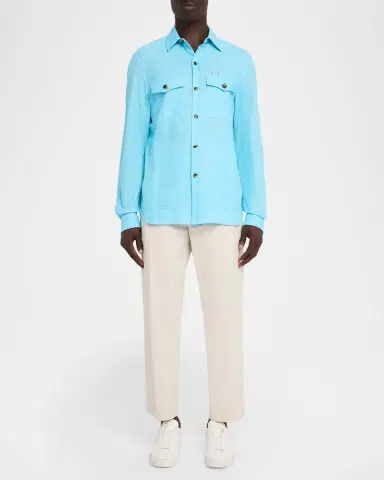 Isaia Men's Comfort Cotton and Linen Jersey Four-Pocket Overshirt | Thumbnail 2 Isaia Men's Comfort Cotton and Linen Jersey Four-Pocket Overshirt | Thumbnail 2