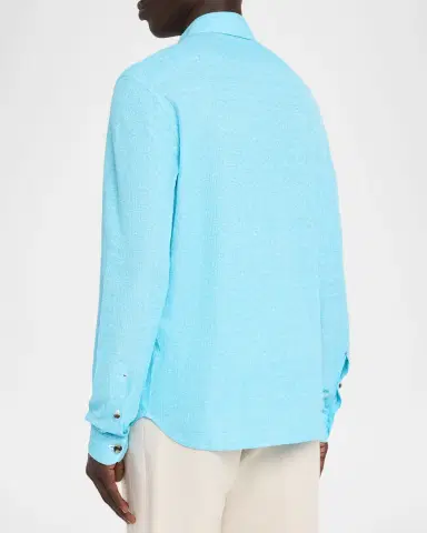 Isaia Men 's Comfort Cotton and Linen Jersey Four-Pocket Overshirt | Thumbnail 3 Isaia Men 's Comfort Cotton and Linen Jersey Four-Pocket Overshirt | Thumbnail 3