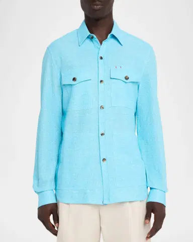 Isaia Men 's Comfort Cotton and Linen Jersey Four-Pocket Overshirt | Thumbnail 4 Isaia Men 's Comfort Cotton and Linen Jersey Four-Pocket Overshirt | Thumbnail 4