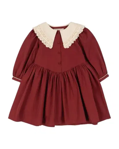 Konges Slojd Girl's Lace-Collar Organic Cotton Dress, Size 18M-10 | Thumbnail 1 Konges Slojd Girl's Lace-Collar Organic Cotton Dress, Size 18M-10 | Thumbnail 1