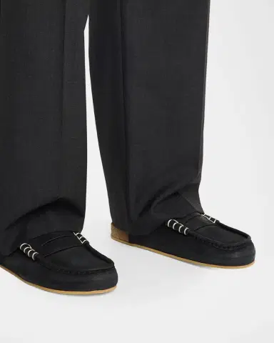 JW Anderson Men's Stitch Suede Penny Loafer Slides | Thumbnail 2 JW Anderson Men's Stitch Suede Penny Loafer Slides | Thumbnail 2