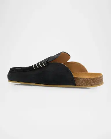 JW Anderson Men's Stitch Suede Penny Loafer Slides | Thumbnail 4 JW Anderson Men's Stitch Suede Penny Loafer Slides | Thumbnail 4