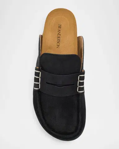 JW Anderson Men's Stitch Suede Penny Loafer Slides | Thumbnail 6 JW Anderson Men's Stitch Suede Penny Loafer Slides | Thumbnail 6