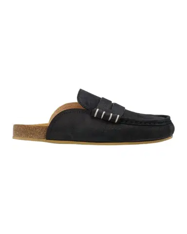 JW Anderson Men's Stitch Suede Penny Loafer Slides | Thumbnail 1 JW Anderson Men's Stitch Suede Penny Loafer Slides | Thumbnail 1