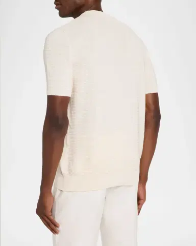 Isaia Men's Silk/Linen Ribbed Short-Sleeve Sweater | Thumbnail 3 Isaia Men's Silk/Linen Ribbed Short-Sleeve Sweater | Thumbnail 3