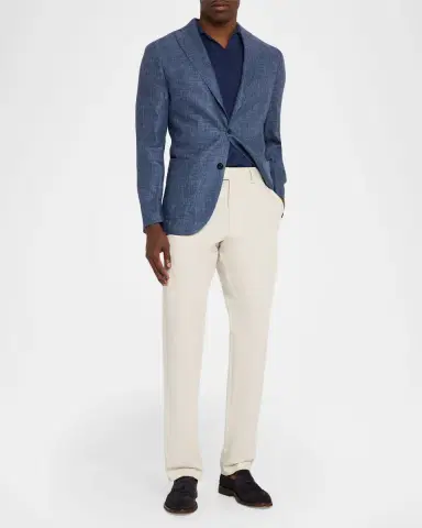 Boglioli Men's Plaid Linen Denim Single-Breasted Blazer | Thumbnail 2 Boglioli Men's Plaid Linen Denim Single-Breasted Blazer | Thumbnail 2