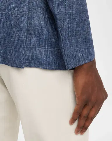 Boglioli Men's Plaid Linen Denim Single-Breasted Blazer | Thumbnail 8 Boglioli Men's Plaid Linen Denim Single-Breasted Blazer | Thumbnail 8