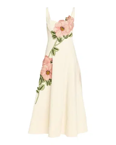 Lela Rose Peony Embroidered Sleeveless Midi Dress | Thumbnail 1 Lela Rose Peony Embroidered Sleeveless Midi Dress | Thumbnail 1