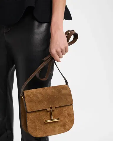 Tom Ford Tara Mini Flap Crossbody Bag in Suede and Leather | Thumbnail 2 Tom Ford Tara Mini Flap Crossbody Bag in Suede and Leather | Thumbnail 2
