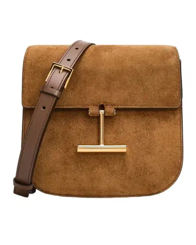Tom Ford Tara Mini Flap Crossbody Bag in Suede and Leather | Thumbnail 1 Tom Ford Tara Mini Flap Crossbody Bag in Suede and Leather | Thumbnail 1