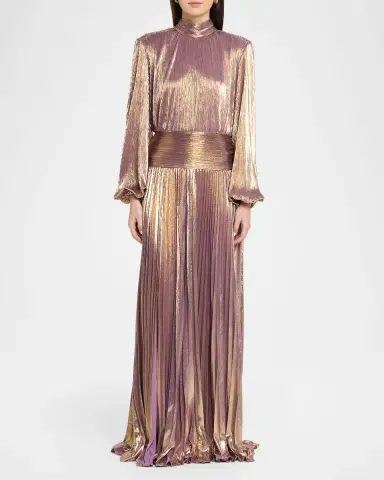 Retrofête Brienne Long-Sleeve Lamé Gown | Thumbnail 2 Retrofête Brienne Long-Sleeve Lamé Gown | Thumbnail 2
