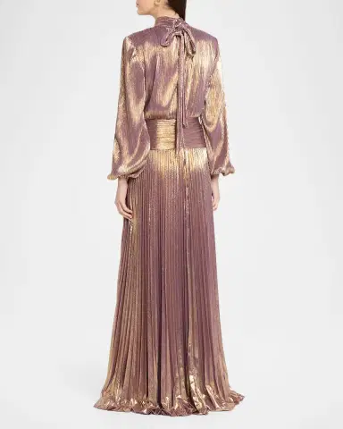 Retrofête Brienne Long-Sleeve Lamé Gown | Thumbnail 3 Retrofête Brienne Long-Sleeve Lamé Gown | Thumbnail 3