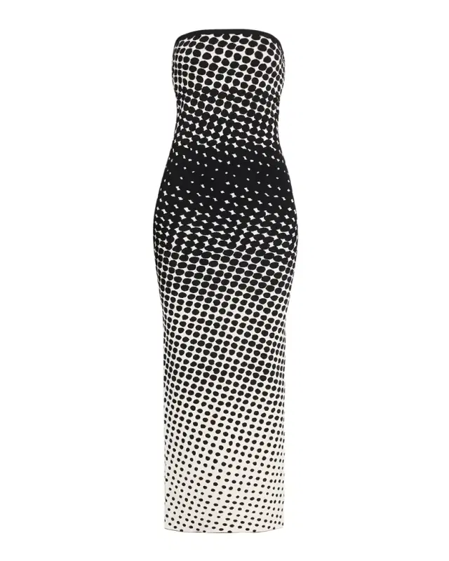 Halftone Wiggle Dot Knit Strapless Maxi Dress Halftone Wiggle Dot Knit Strapless Maxi Dress