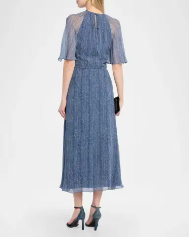 Rickie Freeman for Teri Jon Floral Embroidery Flutter-Sleeve Midi Dress | Thumbnail 3 Rickie Freeman for Teri Jon Floral Embroidery Flutter-Sleeve Midi Dress | Thumbnail 3