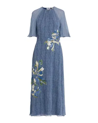 Rickie Freeman for Teri Jon Floral Embroidery Flutter-Sleeve Midi Dress | Thumbnail 1 Rickie Freeman for Teri Jon Floral Embroidery Flutter-Sleeve Midi Dress | Thumbnail 1