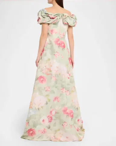 Rickie Freeman for Teri Jon Off-Shoulder Floral Taffeta Gown | Thumbnail 3 Rickie Freeman for Teri Jon Off-Shoulder Floral Taffeta Gown | Thumbnail 3