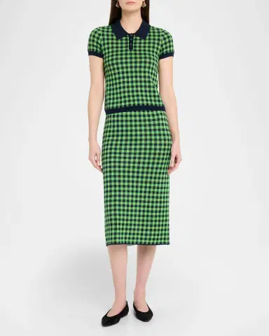 Guest in Residence Gingham Shrunken Silk-Linen Polo | Thumbnail 2 Guest in Residence Gingham Shrunken Silk-Linen Polo | Thumbnail 2