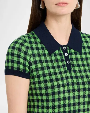 Guest in Residence Gingham Shrunken Silk-Linen Polo | Thumbnail 5 Guest in Residence Gingham Shrunken Silk-Linen Polo | Thumbnail 5