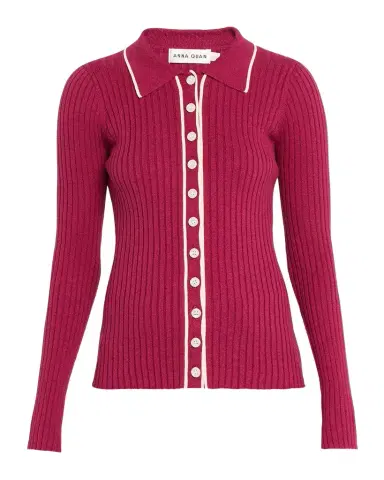 Anna Quan Ashlen Button-Front Rib-Knit Top | Thumbnail 1 Anna Quan Ashlen Button-Front Rib-Knit Top | Thumbnail 1
