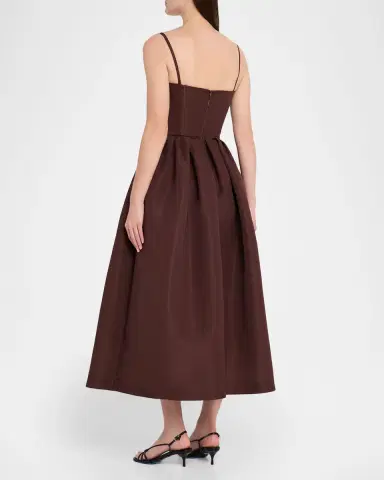 Oscar de la Renta Chine Cyclamen Faille Midi Cocktail Dress | Thumbnail 3 Oscar de la Renta Chine Cyclamen Faille Midi Cocktail Dress | Thumbnail 3