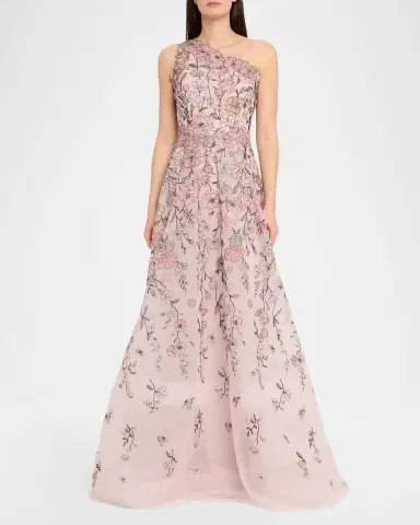 Rickie Freeman for Teri Jon One-Shoulder Embroidered Tulle Gown | Thumbnail 2 Rickie Freeman for Teri Jon One-Shoulder Embroidered Tulle Gown | Thumbnail 2