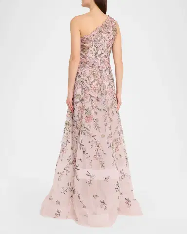 Rickie Freeman for Teri Jon One-Shoulder Embroidered Tulle Gown | Thumbnail 3 Rickie Freeman for Teri Jon One-Shoulder Embroidered Tulle Gown | Thumbnail 3