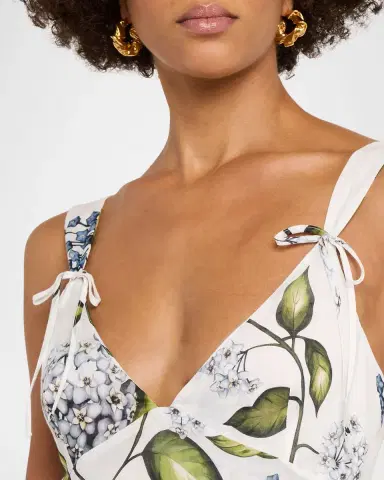 Oscar de la Renta Sleeveless Porcelain Flower Voile Midi Day Dress | Thumbnail 5 Oscar de la Renta Sleeveless Porcelain Flower Voile Midi Day Dress | Thumbnail 5
