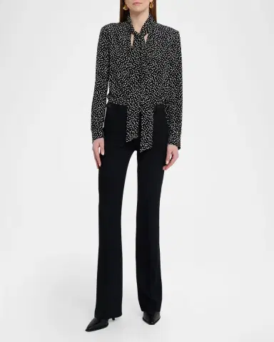 Nili Lotan Janese Dot-Print Silk Neck-Tie Blouse | Thumbnail 2 Nili Lotan Janese Dot-Print Silk Neck-Tie Blouse | Thumbnail 2