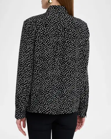 Nili Lotan Janese Dot-Print Silk Neck-Tie Blouse | Thumbnail 3 Nili Lotan Janese Dot-Print Silk Neck-Tie Blouse | Thumbnail 3