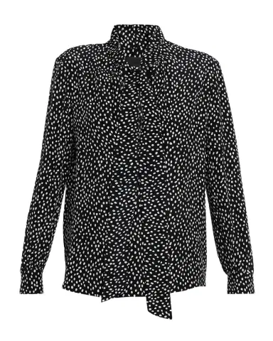 Nili Lotan Janese Dot-Print Silk Neck-Tie Blouse | Thumbnail 1 Nili Lotan Janese Dot-Print Silk Neck-Tie Blouse | Thumbnail 1