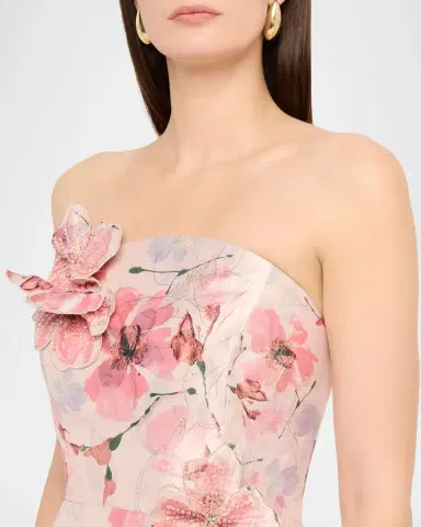 Rickie Freeman for Teri Jon Strapless Floral-Print Gazar Midi Dress | Thumbnail 5 Rickie Freeman for Teri Jon Strapless Floral-Print Gazar Midi Dress | Thumbnail 5