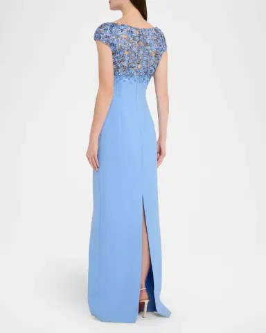 Oscar de la Renta Bitty Hoya Flowers Embroidered Cap-Sleeve Gown | Thumbnail 2 Oscar de la Renta Bitty Hoya Flowers Embroidered Cap-Sleeve Gown | Thumbnail 2