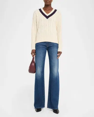 Nili Lotan Fabiana Cable-Knit V-Neck Sweater | Thumbnail 2 Nili Lotan Fabiana Cable-Knit V-Neck Sweater | Thumbnail 2