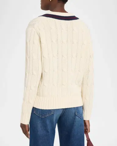 Nili Lotan Fabiana Cable-Knit V-Neck Sweater | Thumbnail 3 Nili Lotan Fabiana Cable-Knit V-Neck Sweater | Thumbnail 3