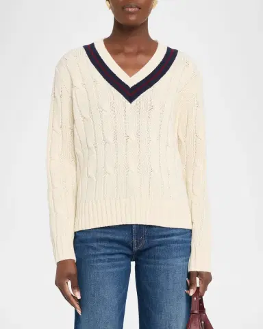 Nili Lotan Fabiana Cable-Knit V-Neck Sweater | Thumbnail 4 Nili Lotan Fabiana Cable-Knit V-Neck Sweater | Thumbnail 4